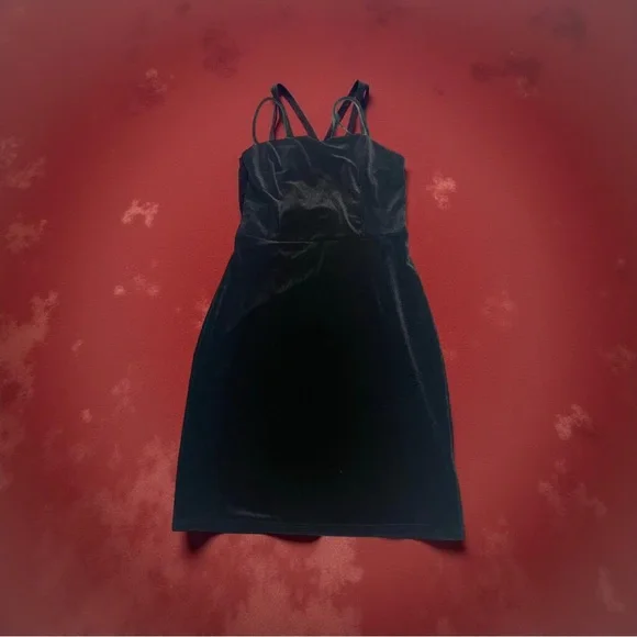 navy blue dress for baby girl Crinkled Velvet Backless Dress main image 0